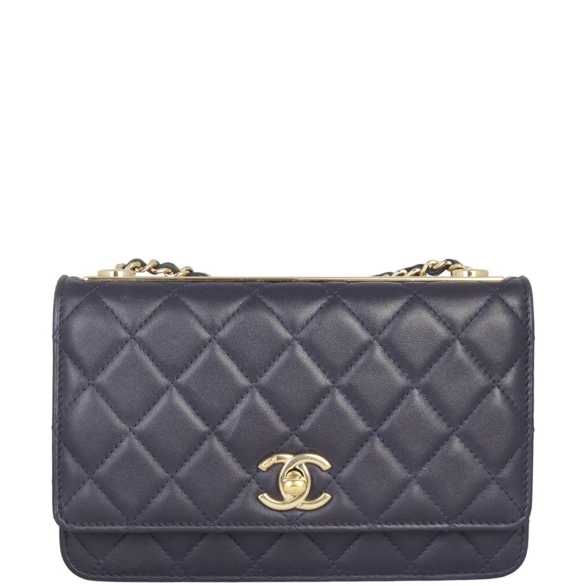 Chanel CC Trendy Wallet on Deep Navy Handbag Blue Chain