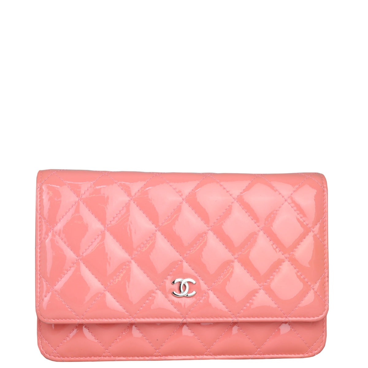 Chanel Classic Wallet on Patent Coral Handbag Pink Chain