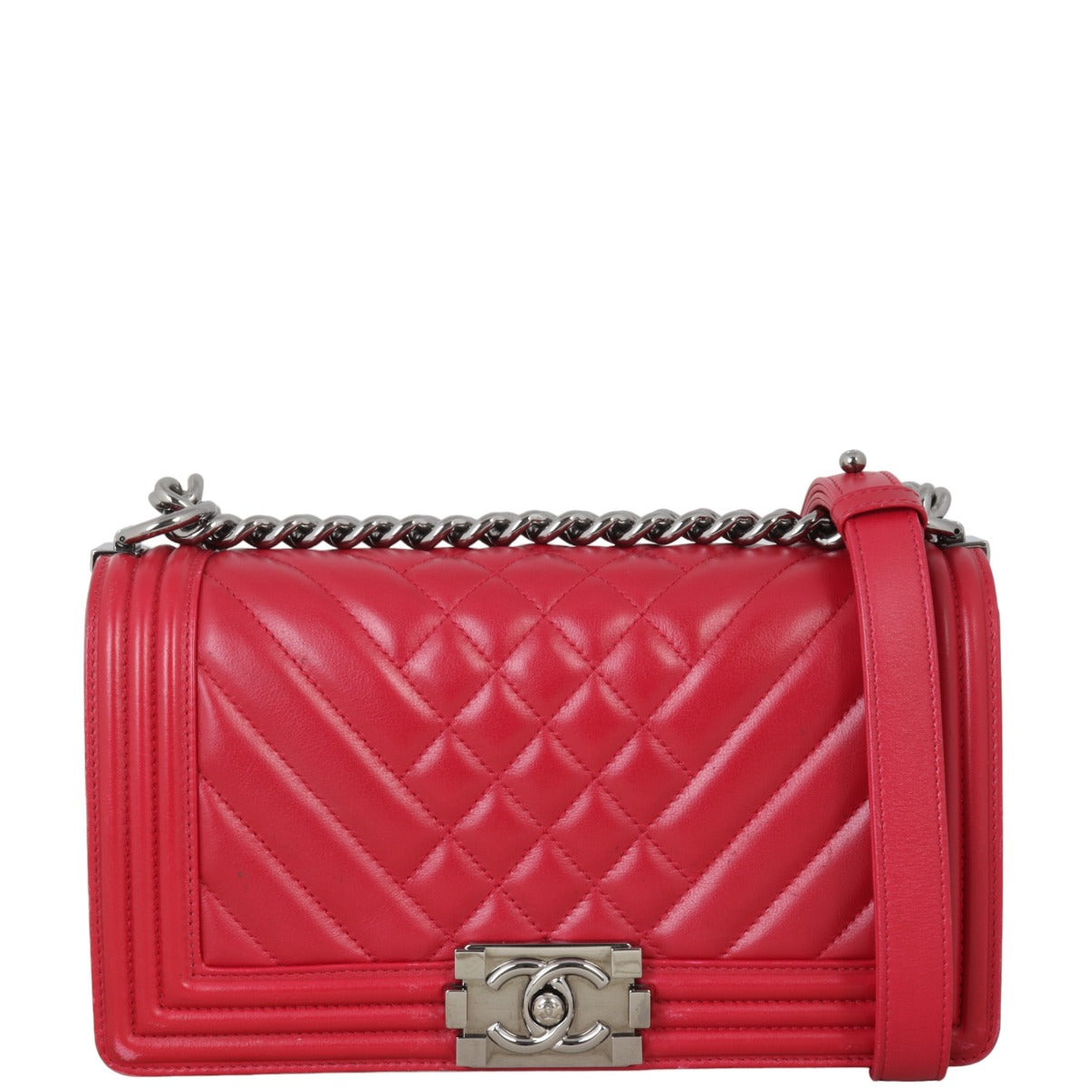 Chanel Boy Old Handbag Red Medium Medium 18072024