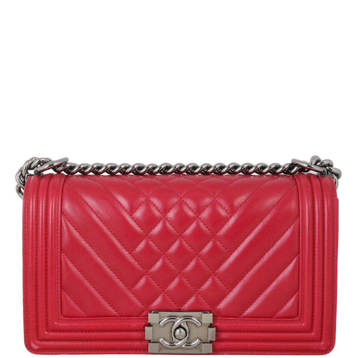 Chanel Boy Old Handbag Red Medium Medium 18072024