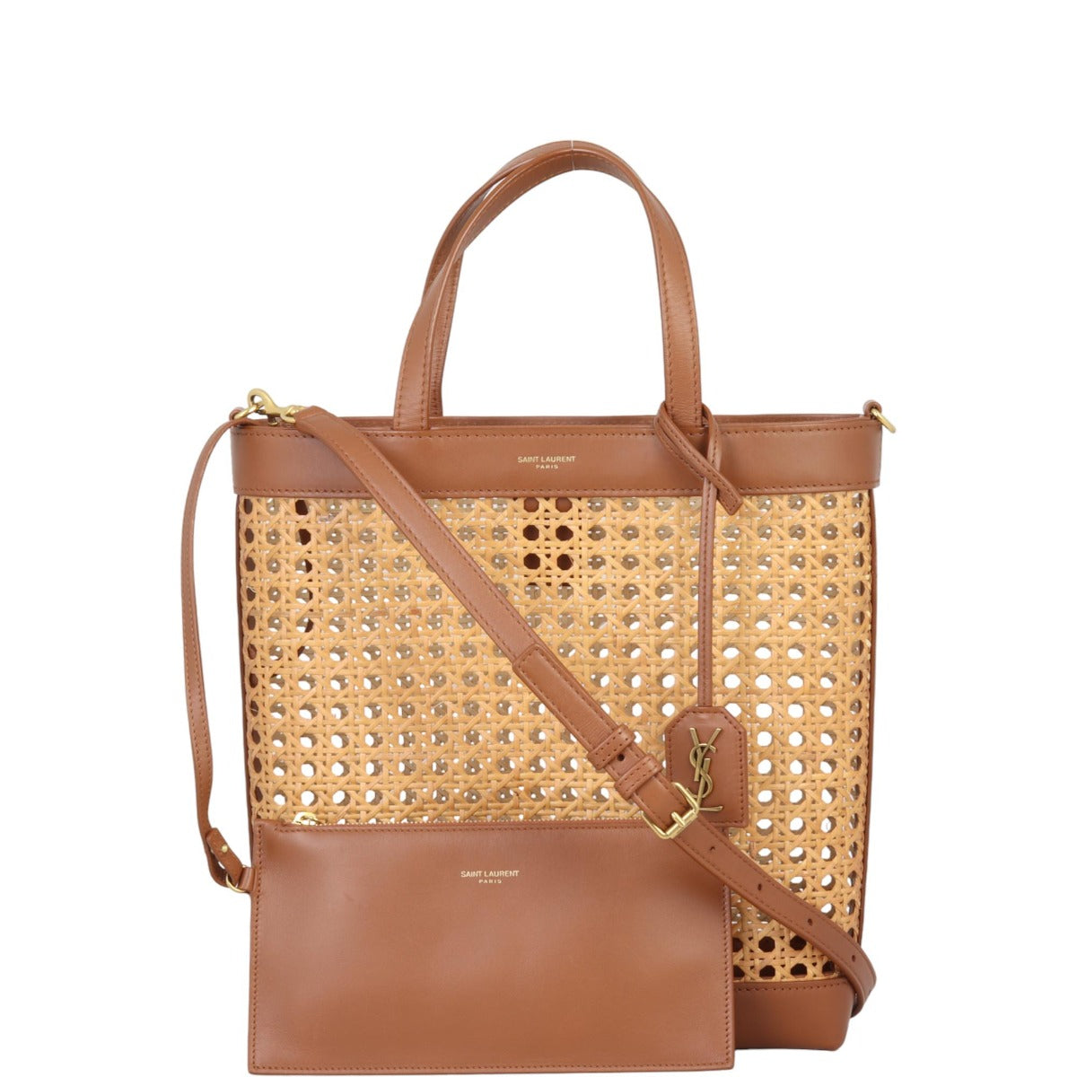 YSL Saint Laurent Shopping Toy Tote Raffia Tote Bag