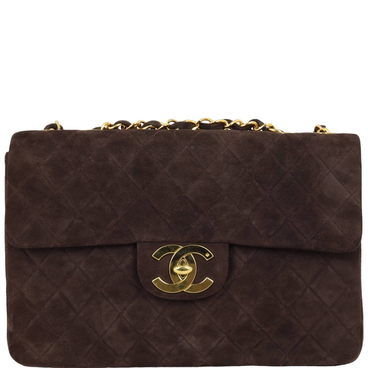 Chanel Maxi Jumbo XL Single Handbag Suede Flap