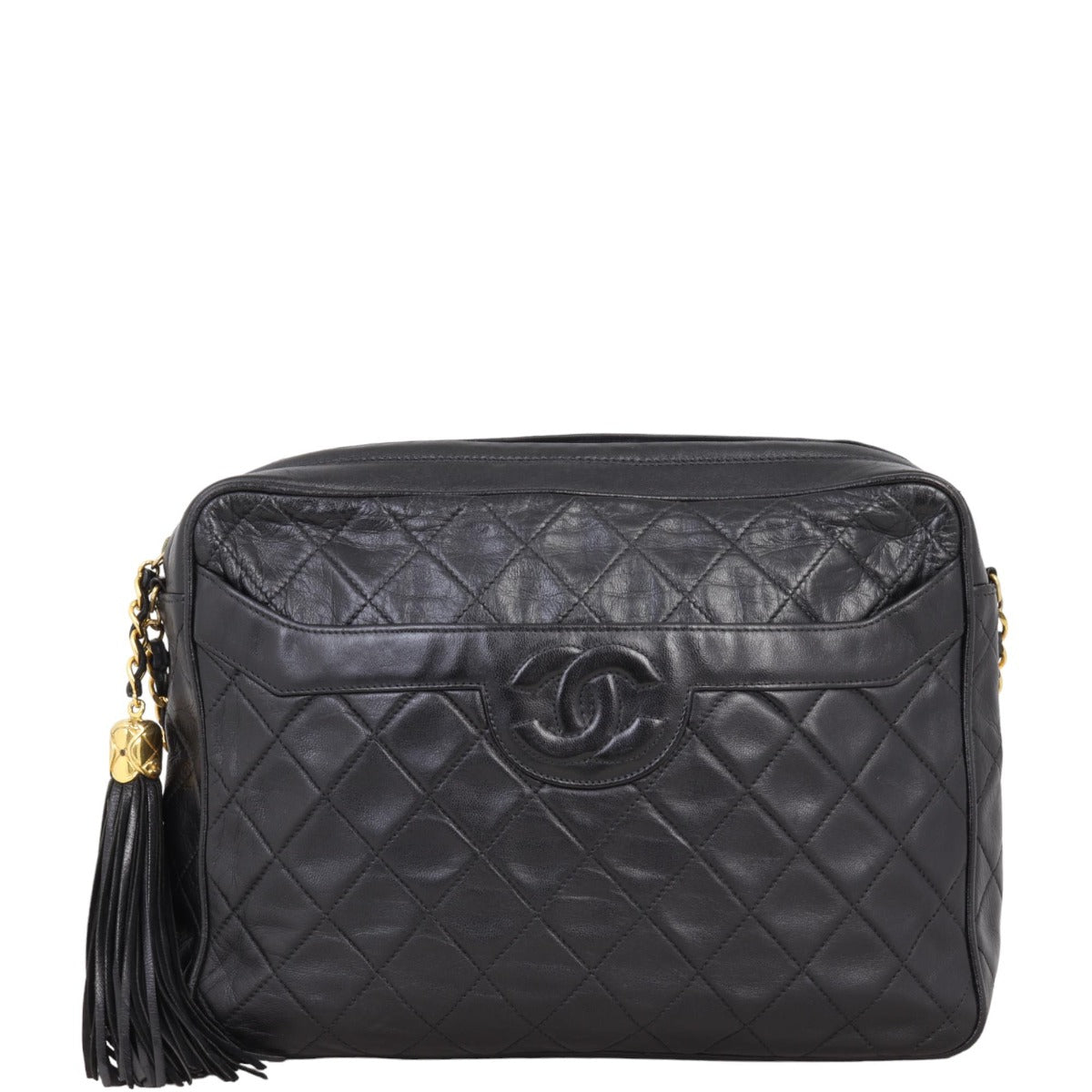 Chanel Camera Tassel Bag Black Medium Handbag