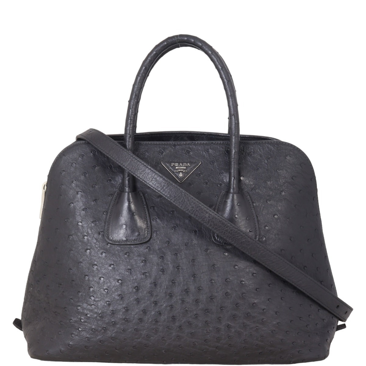 Prada Promenade Ostrich Handbag Large Travel Bag