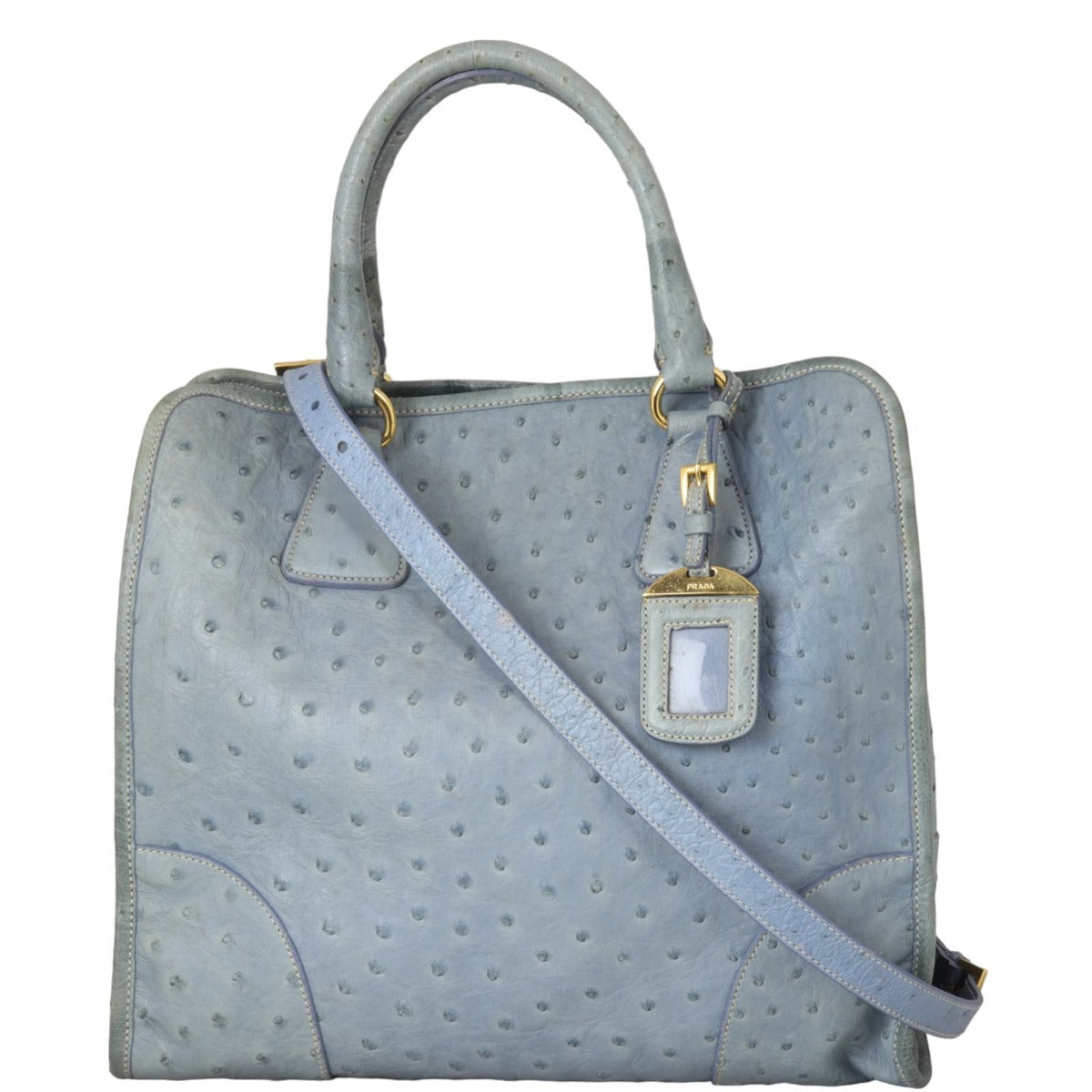 Prada Double Bag Ostrich Travel Bag