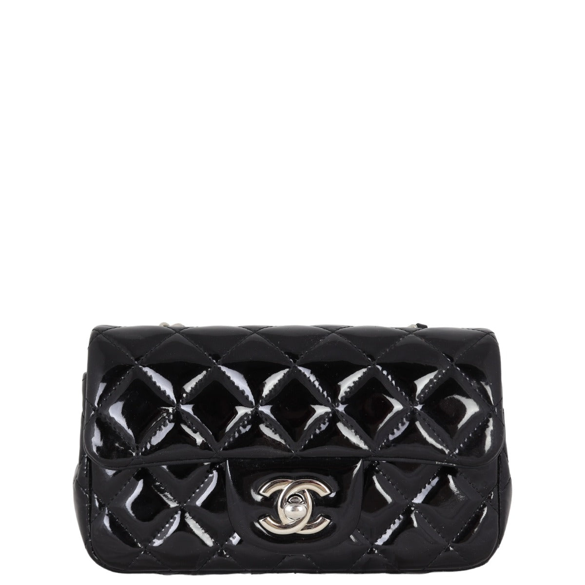 Chanel Classic Flap Rectangular Bag Patent SHW Black Mini Bag