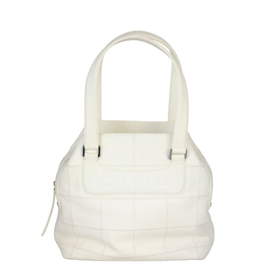 Chanel Square Stitch Tote Off White Logo Tote Bag