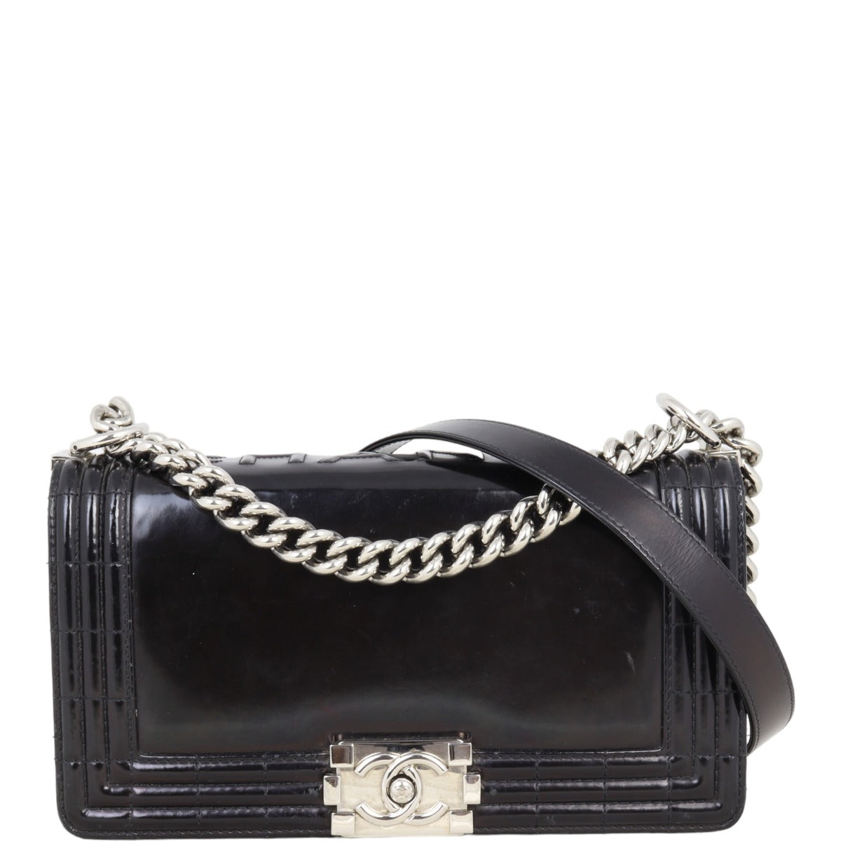 Chanel Boy Old Glazed Handbag Black Medium