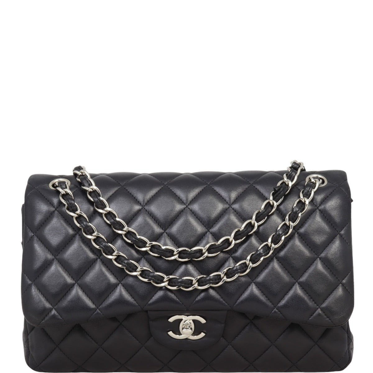 Chanel Classic Double Jumbo Lambskin Handbag Black Flap
