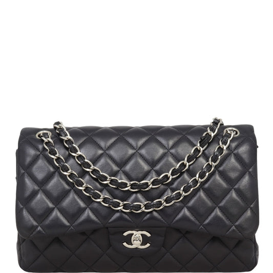 Chanel Classic Double Jumbo Lambskin Handbag Black Flap