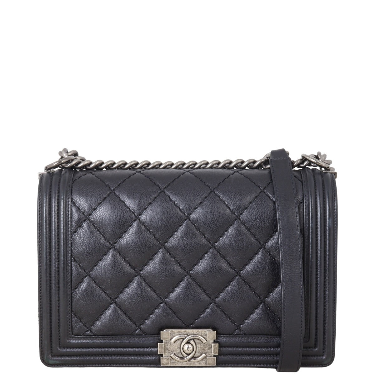 Chanel Boy New Wild Stitch Handbag Black Medium