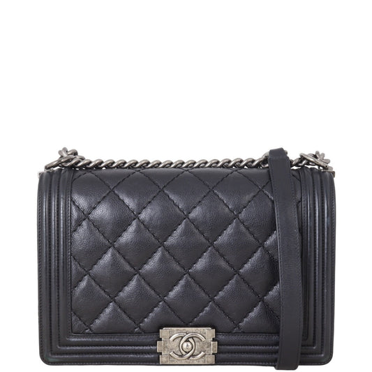 Chanel Boy New Wild Stitch Handbag Black Medium