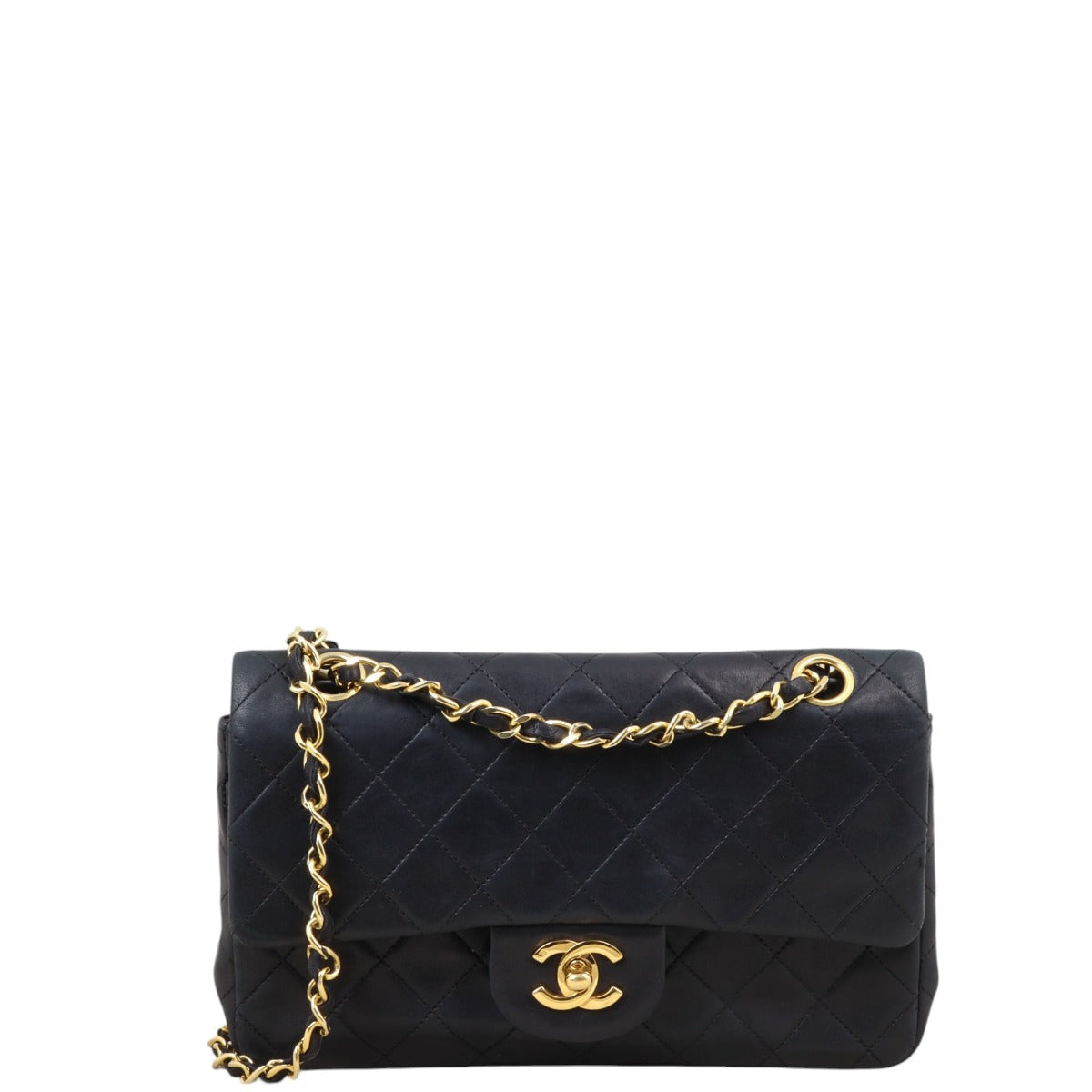 Chanel Classic Double Flap Handbag Quilted Black Crossbody Bag Small 18022025