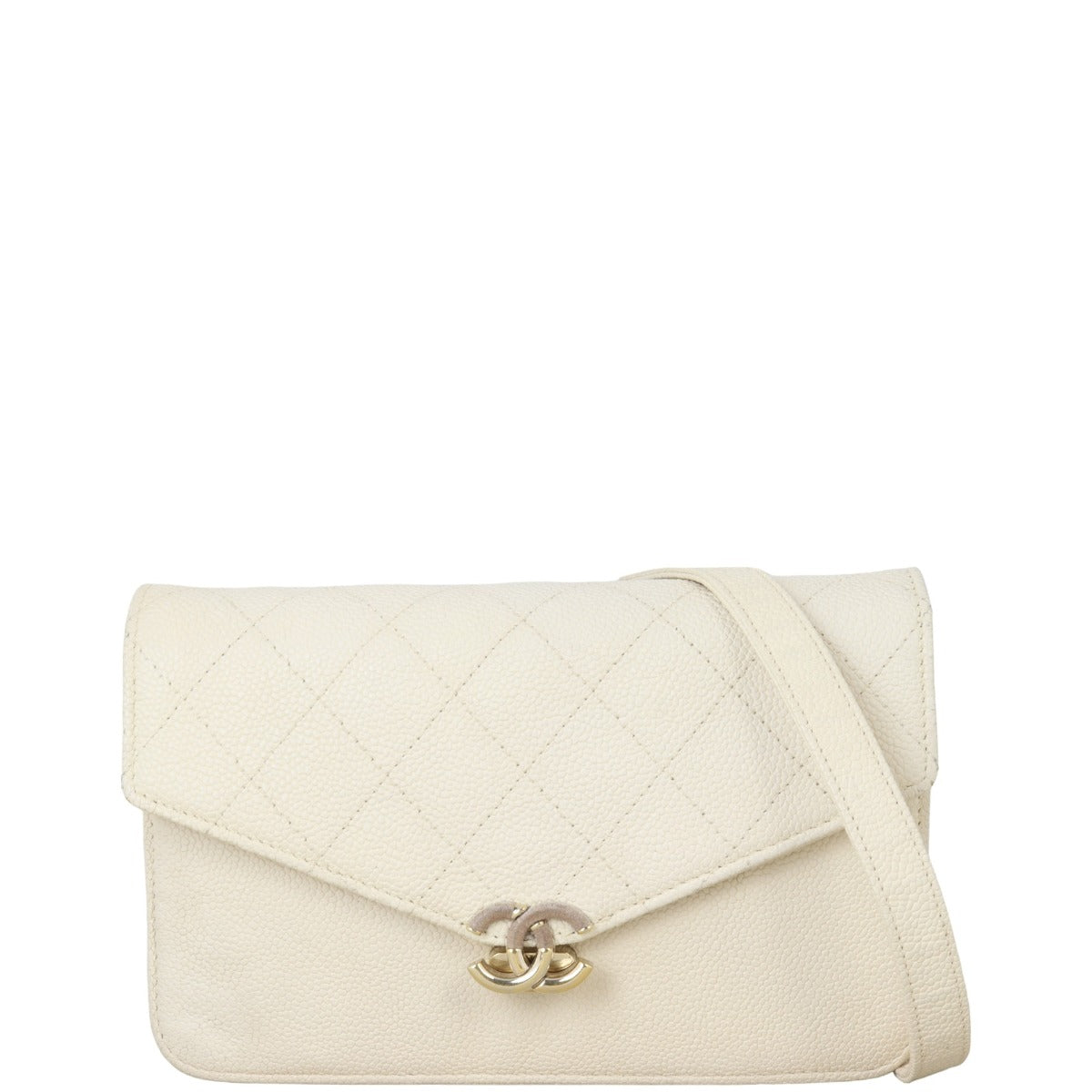 Chanel Thread Around Wallet On Handbag White Chain