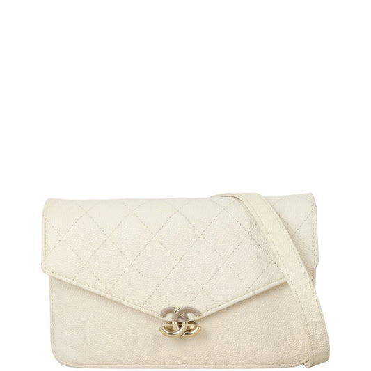 Chanel Thread Around Wallet On Handbag White Chain