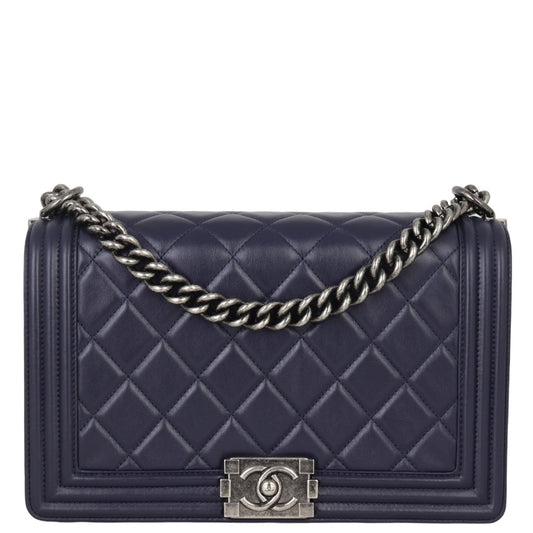 Chanel Boy New Navy Handbag Medium