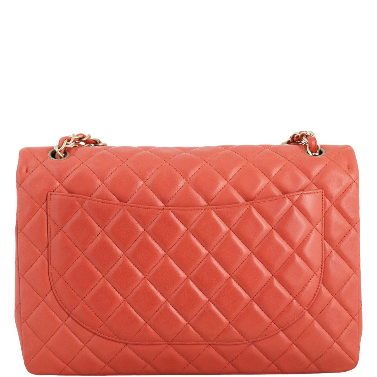 Chanel Classic Single Maxi Coral Handbag Red Flap
