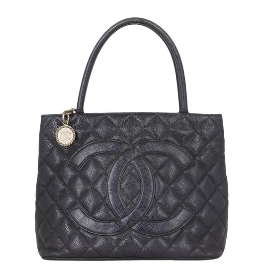 Chanel Medallion Tote Caviar Black Tote Bag
