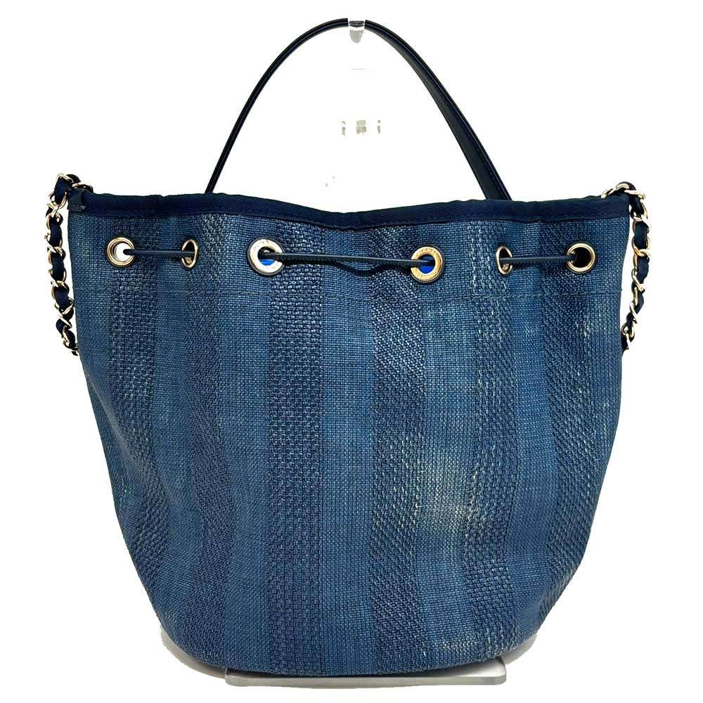Chanel Raffia Leather Drawstring Shoulder Bag