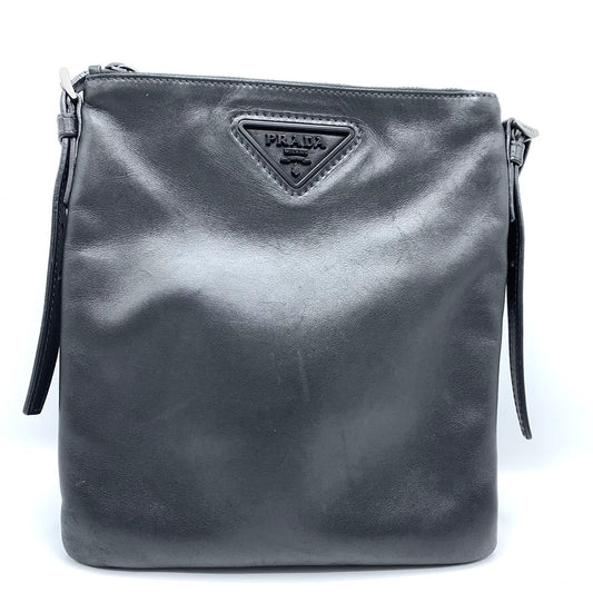 Prada Shoulder Bag Leather Black