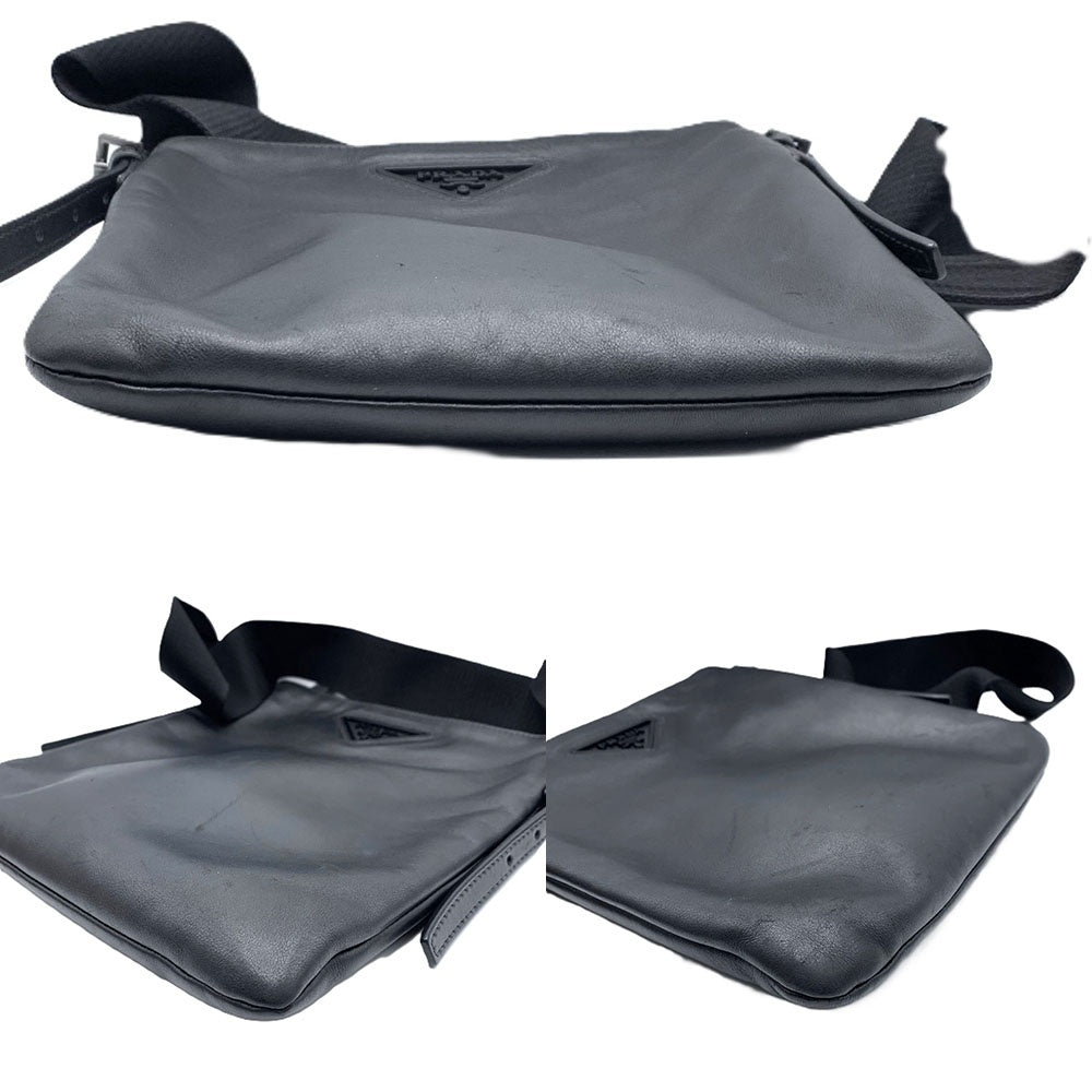 Prada Shoulder Bag Leather Black