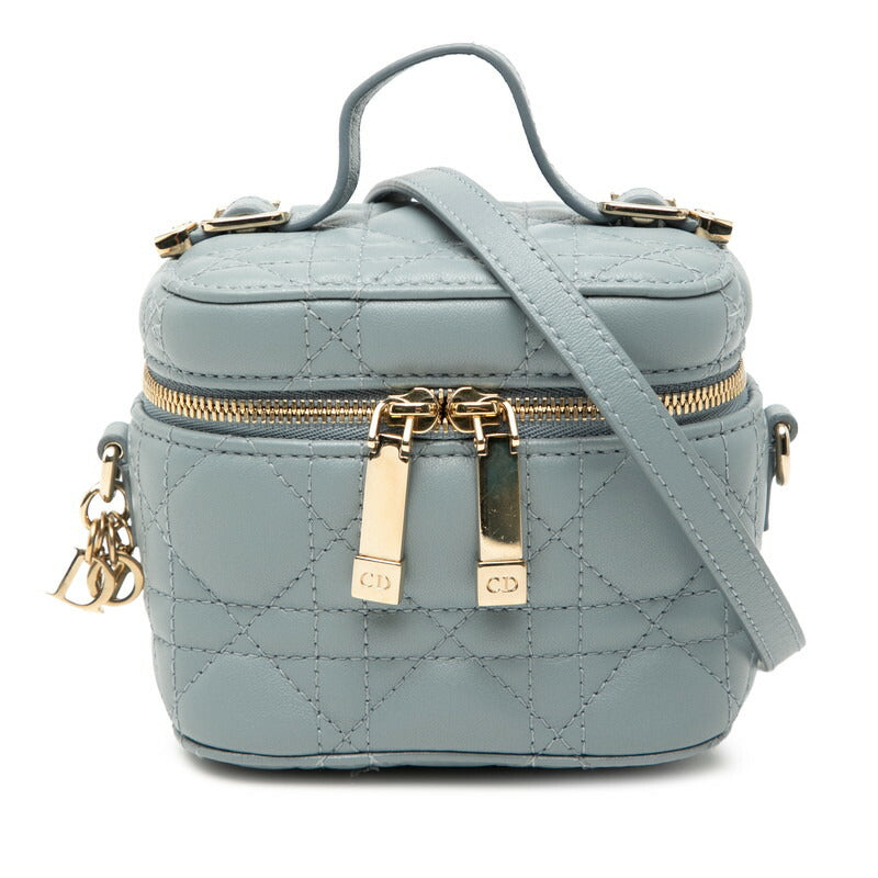 Dior Lady Cannage 2Way Shoulder Bag Leather Micro