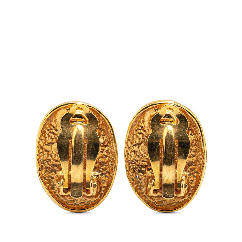 Chanel Gold Plated Coco Mark Oval Crown Earrings 26 Jewelry