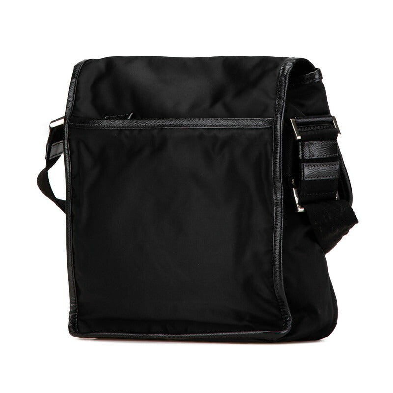 Prada Triangle Plate Shoulder Bag Leather Nylon Logo Shoulder Bag 1
