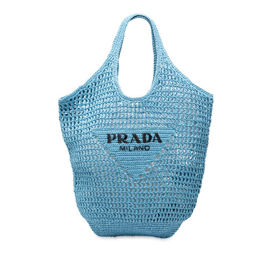 Prada Crochet Handbag Raffia Travel Bag