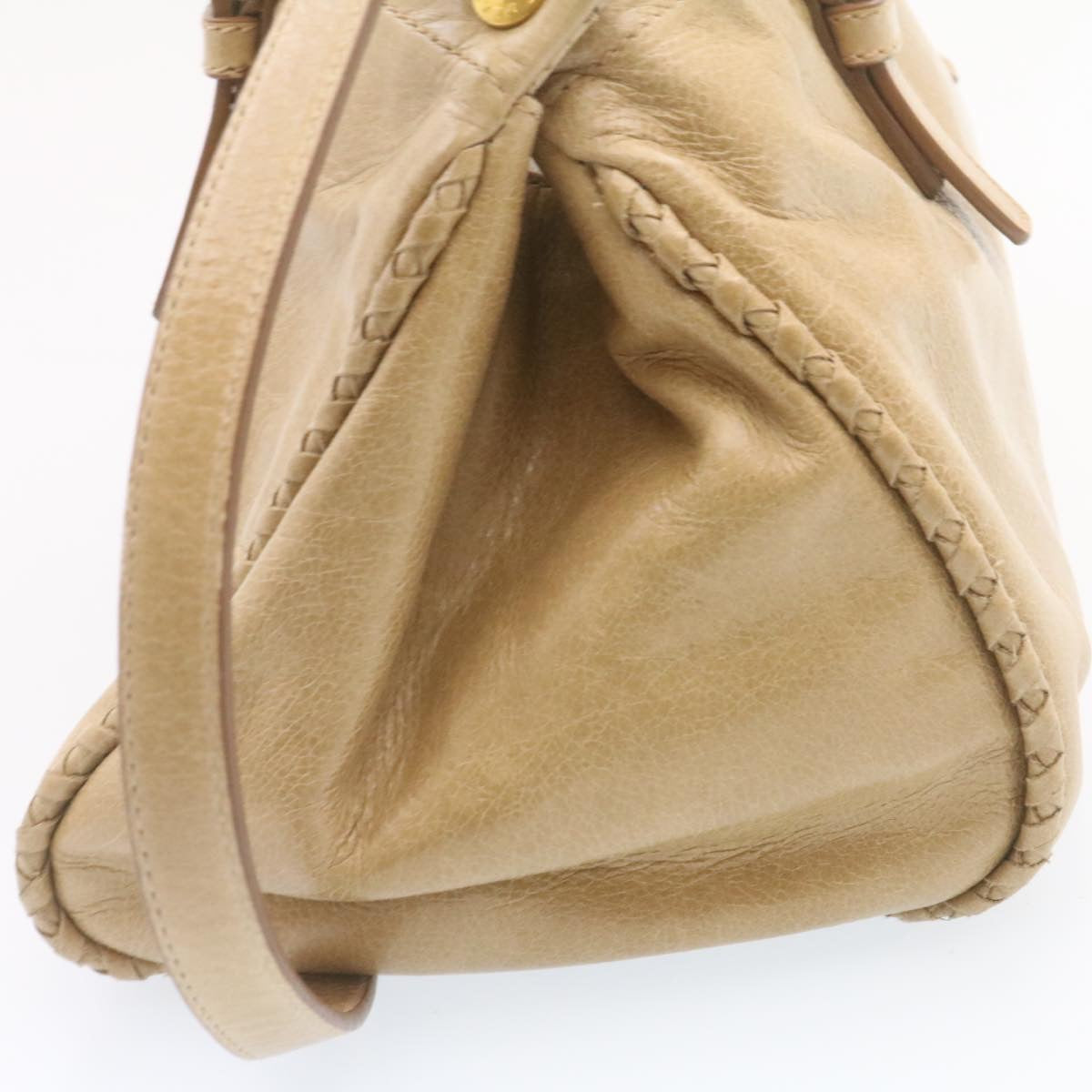 Prada Hand Bag 2Way Leather Beige Travel Bag 2Way Beige Jk135
