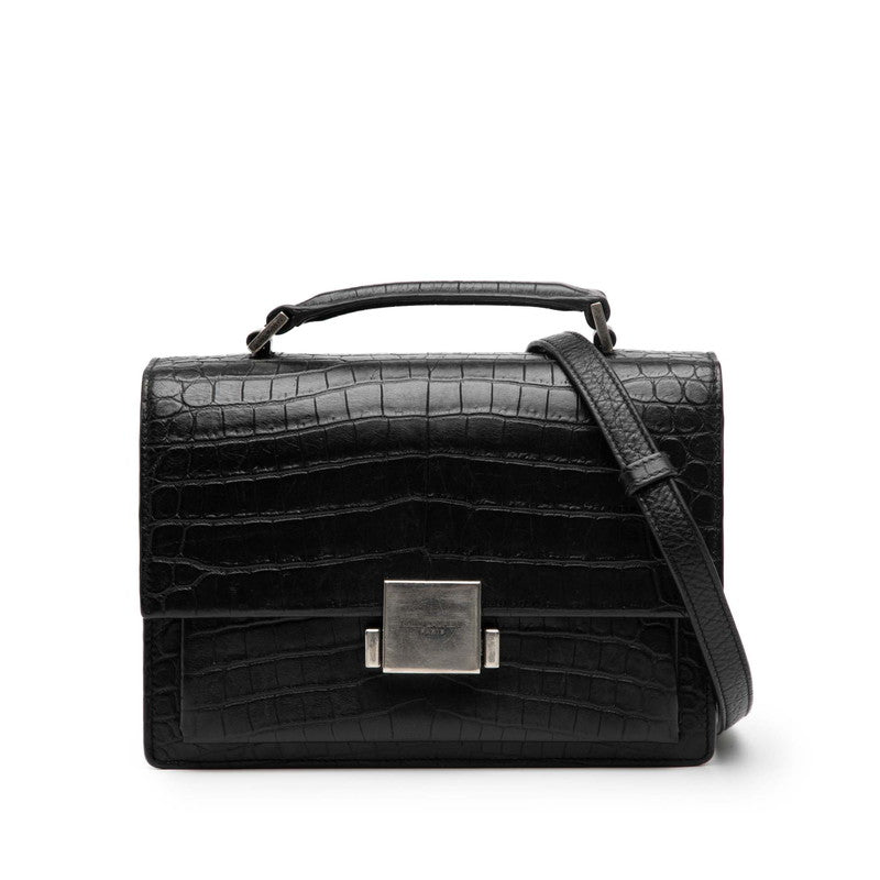 YSL Saint Laurent Belchasse Croco 2Way Bag Leather Embossed Travel Bag