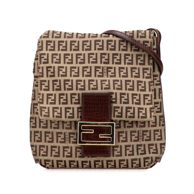Fendi Zucchino Shoulder Bag Leather Canvas Shoulder Bag 9