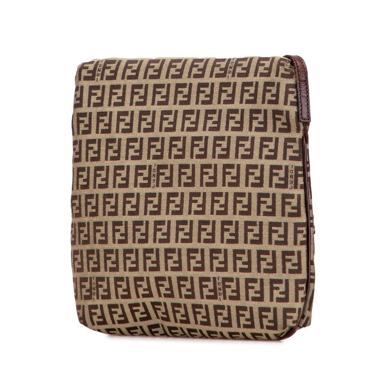 Fendi Zucchino Shoulder Bag Leather Canvas Shoulder Bag 9