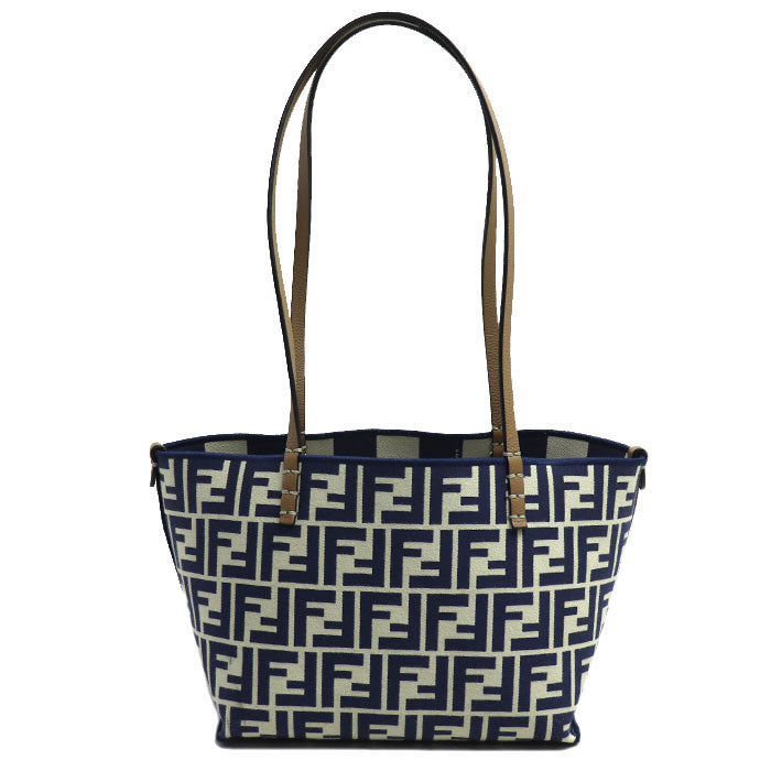 Fendi Roll Reversible Tote Bag Leather Canvas Small