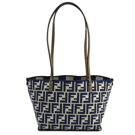 Fendi Roll Reversible Tote Bag Leather Canvas Small