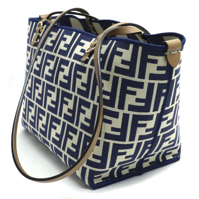 Fendi Roll Reversible Tote Bag Leather Canvas Small