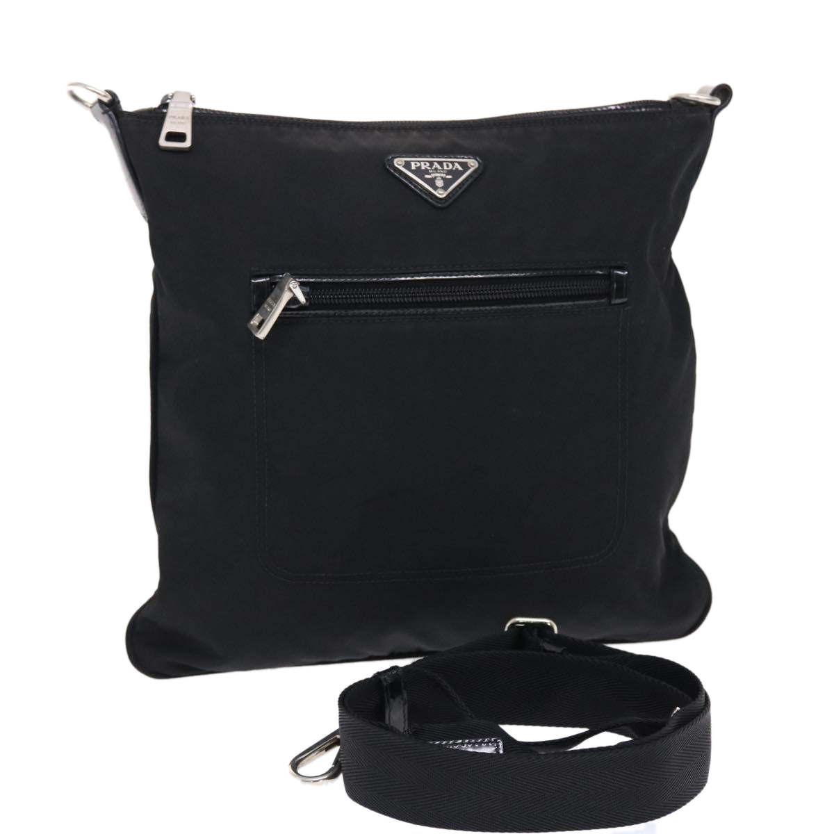 Prada Shoulder Bag Auth Nylon Black Black Auth Ki3273