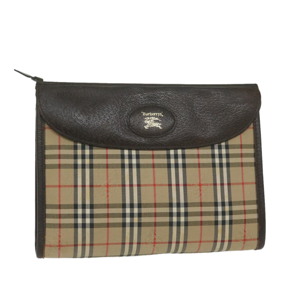 Burberry Luxury ss Nova Check Clutch Bag Auth Ki3989 Canvas Nylon Beige