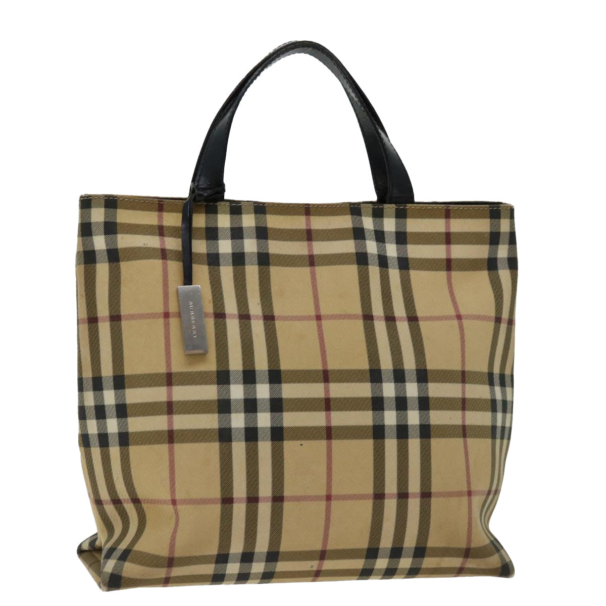 Burberry Luxury Nova Check Hand Bag Pvc Auth Ki4182 Beige Travel Bag