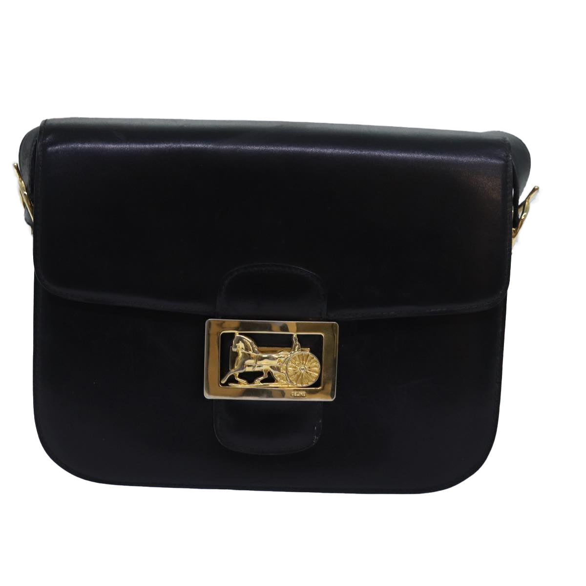 Luxury Horse Carriage Shoulder Bag Ki Leather Black