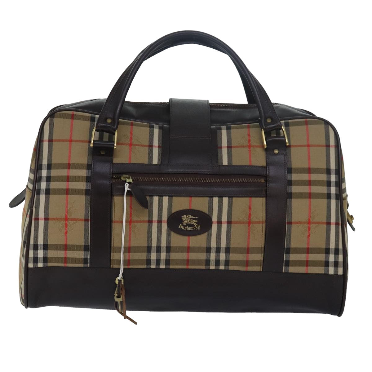 Burberry Luxury ss Nova Check Boston Bag Auth Ki4621 Canvas Brown Beige Travel Bag
