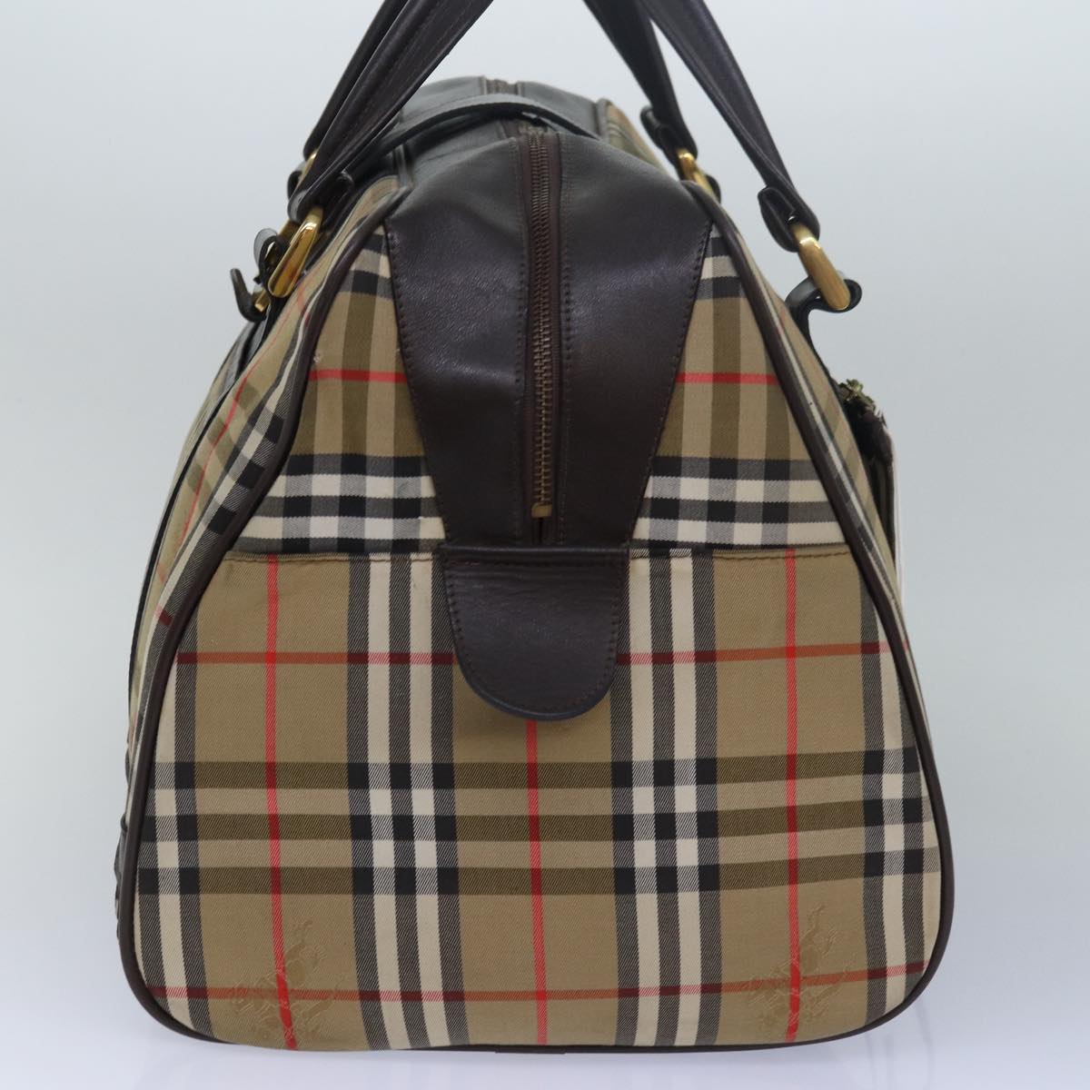 Burberry Luxury ss Nova Check Boston Bag Auth Ki4621 Canvas Brown Beige Travel Bag