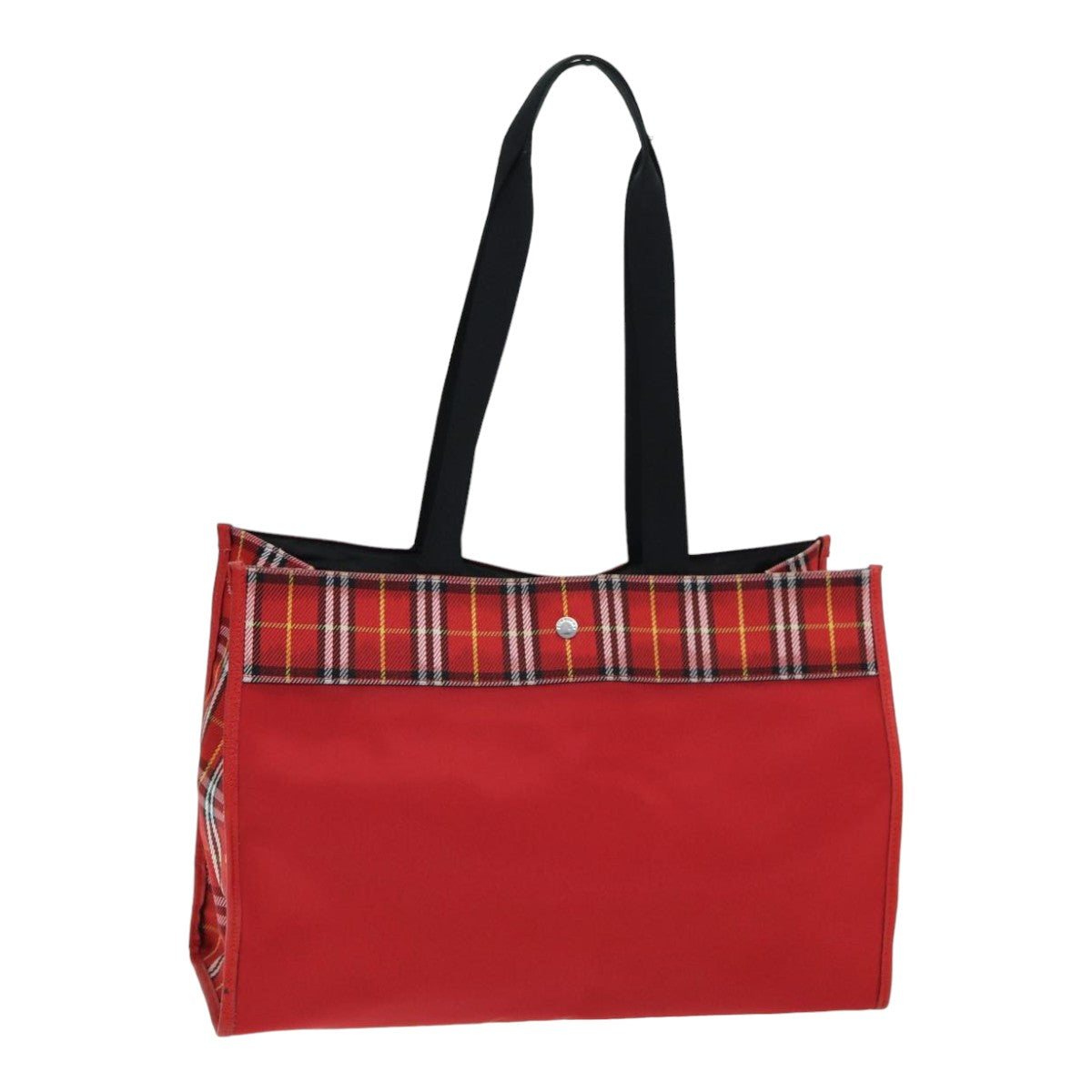 Burberry Luxury Nova Check Tote Bag Auth Ki4714 Nylon Red Silver