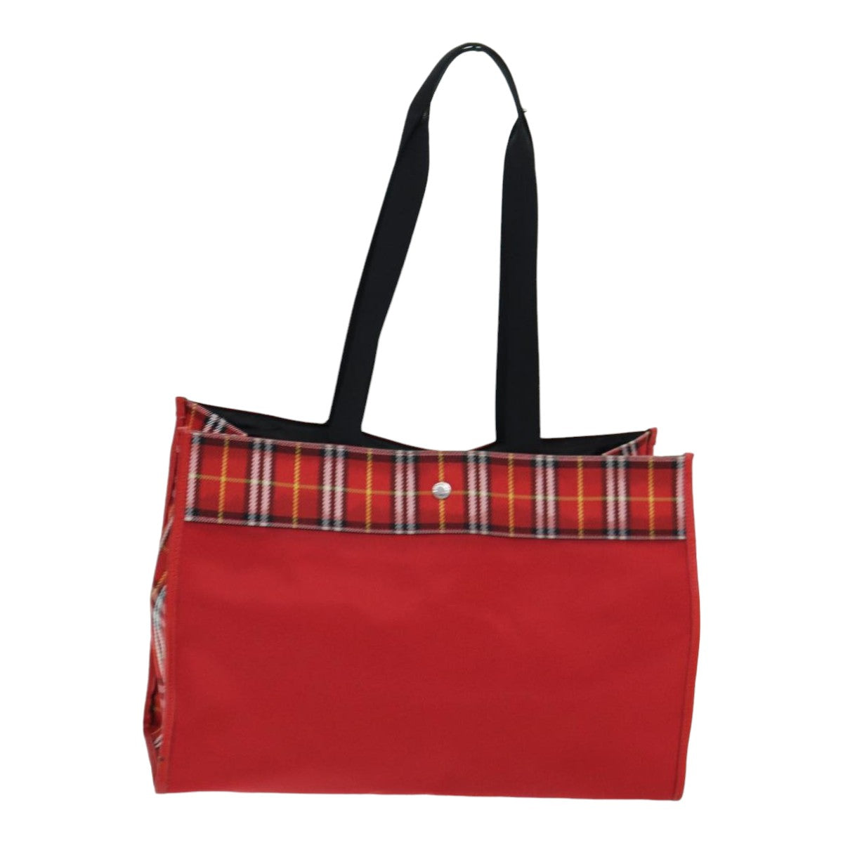 Burberry Luxury Nova Check Tote Bag Auth Ki4714 Nylon Red Silver