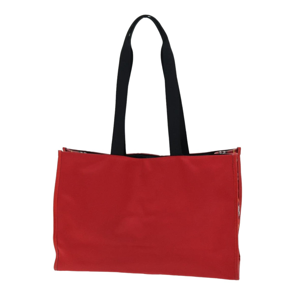 Burberry Luxury Nova Check Tote Bag Auth Ki4714 Nylon Red Silver