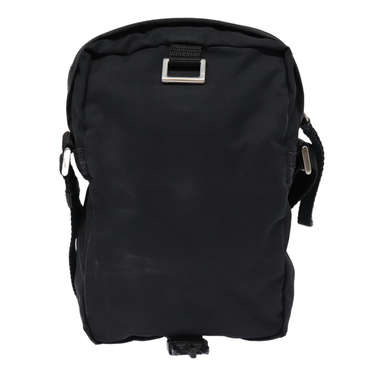 Prada Sports Shoulder Bag Auth Nylon Black Silver Silver Auth Ki4749