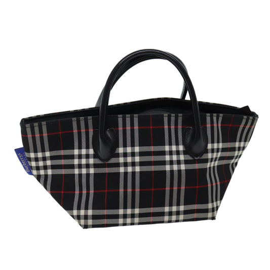 Burberry Luxury ss Nova Check Label Hand Bag Auth Nylon Black Blue Travel Bag Black Auth Kk206