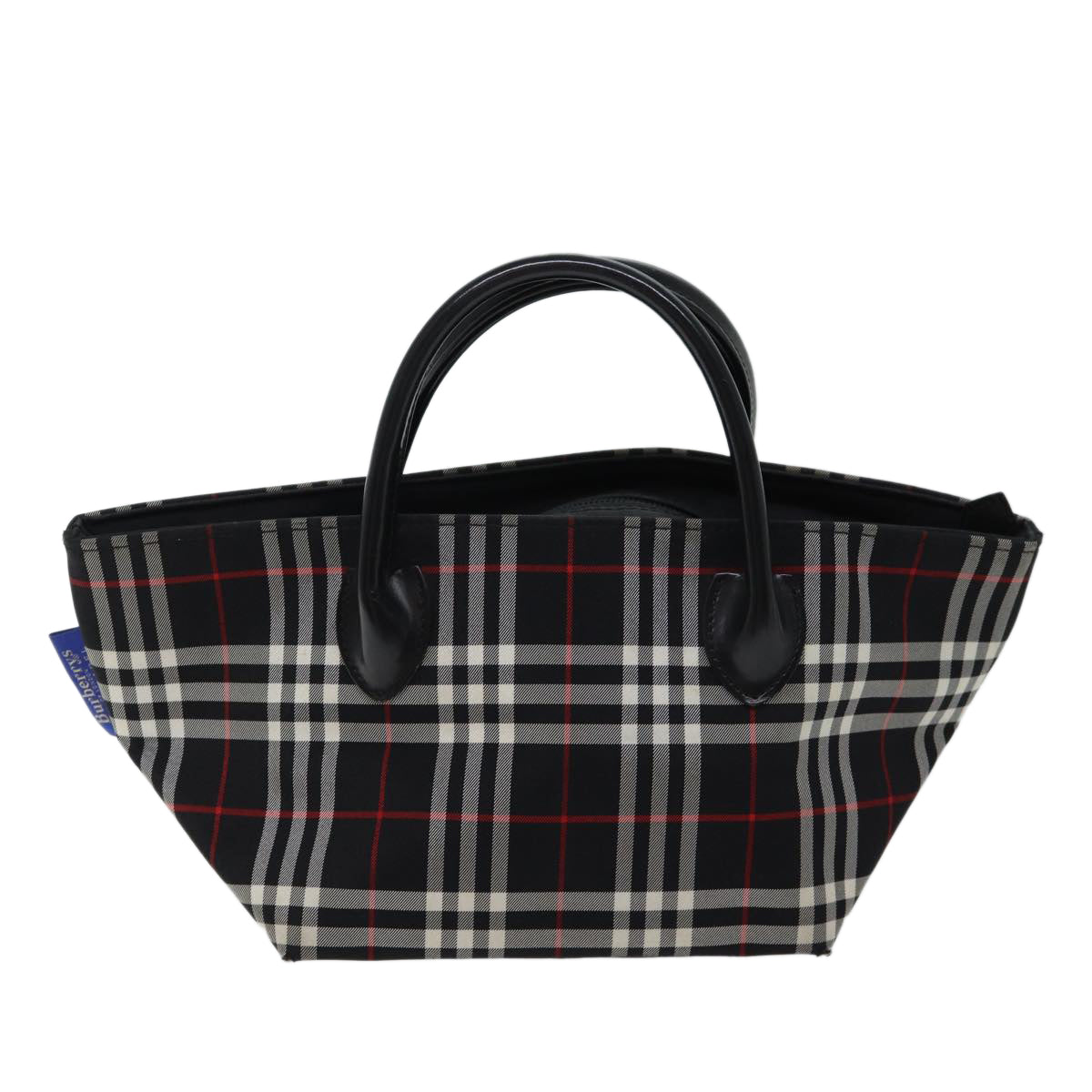 Burberry Luxury ss Nova Check Label Hand Bag Auth Nylon Black Blue Travel Bag Black Auth Kk206