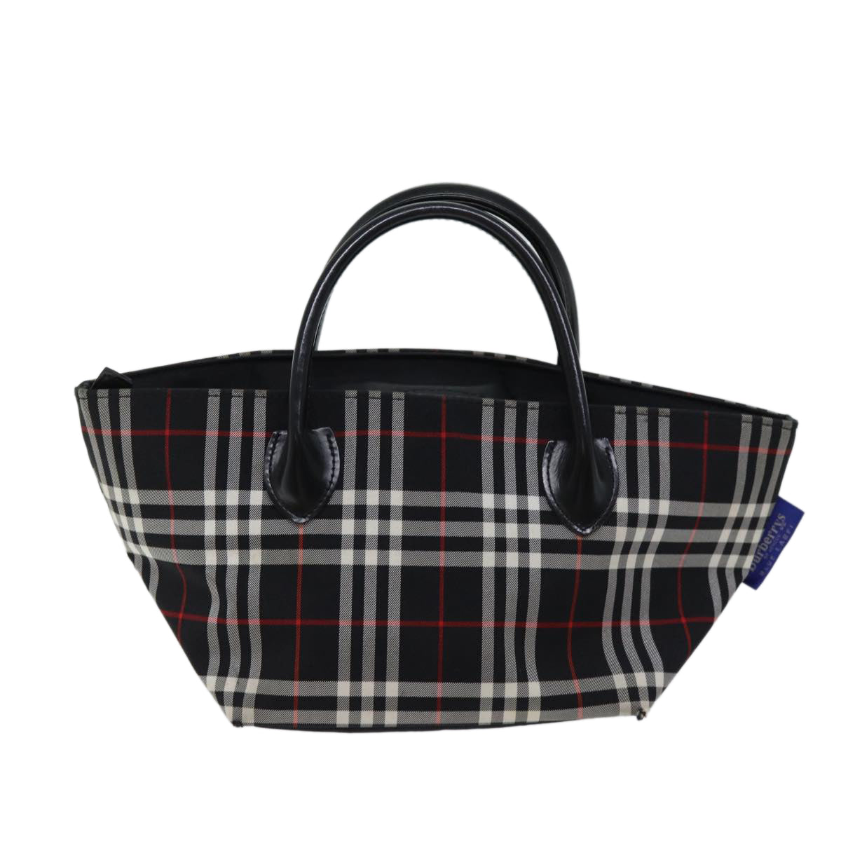 Burberry Luxury ss Nova Check Label Hand Bag Auth Nylon Black Blue Travel Bag Black Auth Kk206