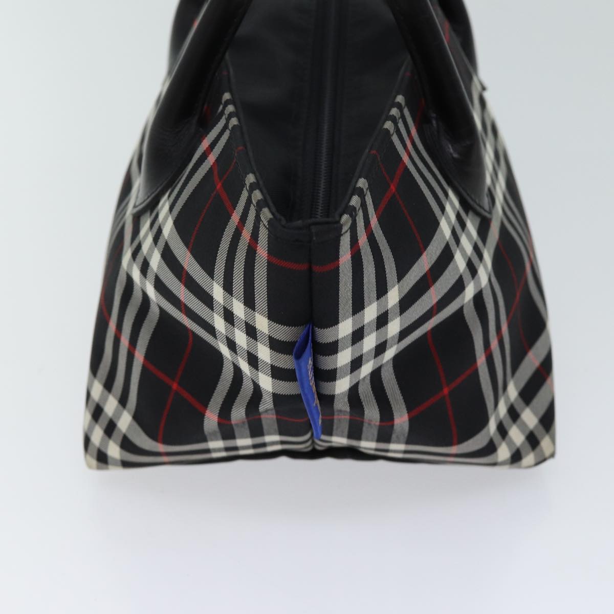 Burberry Luxury ss Nova Check Label Hand Bag Auth Nylon Black Blue Travel Bag Black Auth Kk207